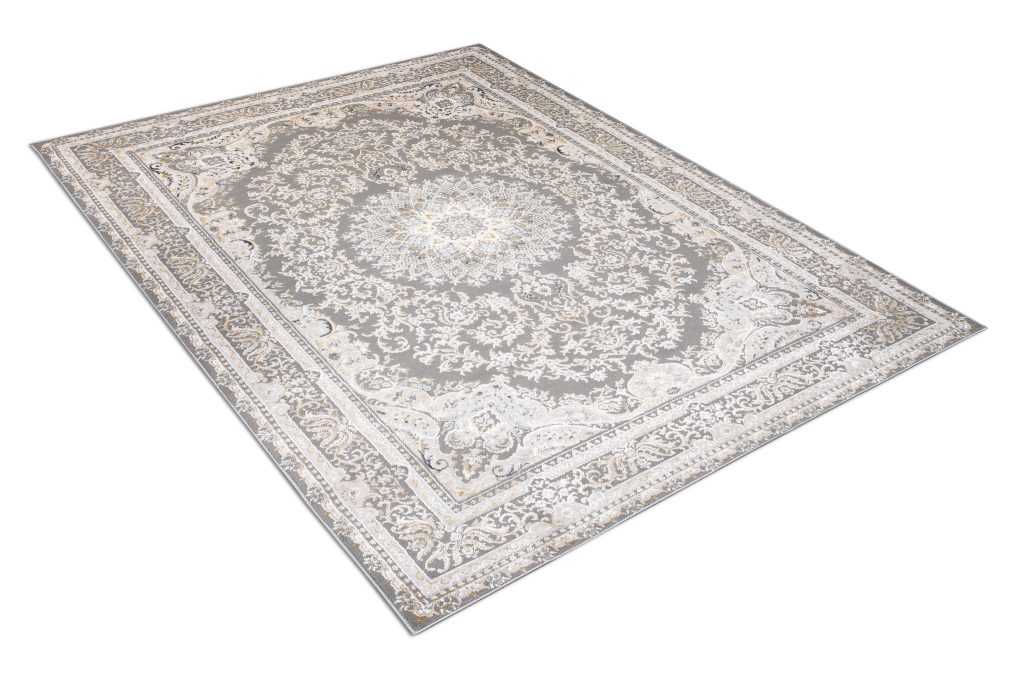 Tapis Hera Gris Crème Beige Traditionnel Effet 3D