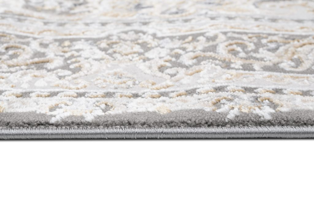Tapis Hera Gris Crème Beige Traditionnel Effet 3D