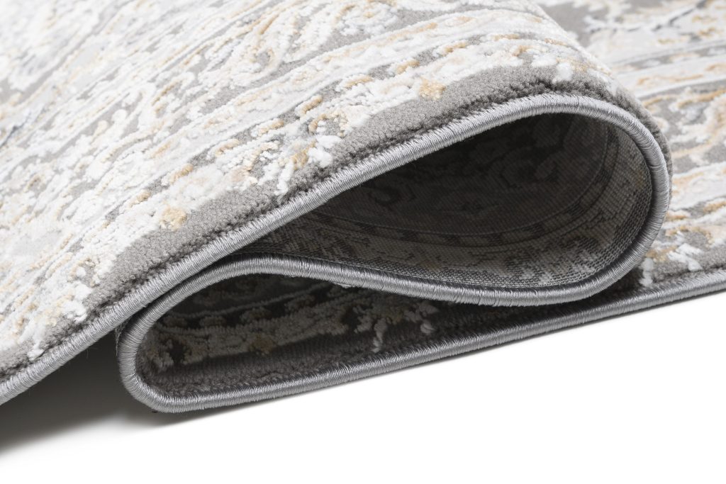 Tapis Hera Gris Crème Beige Traditionnel Effet 3D