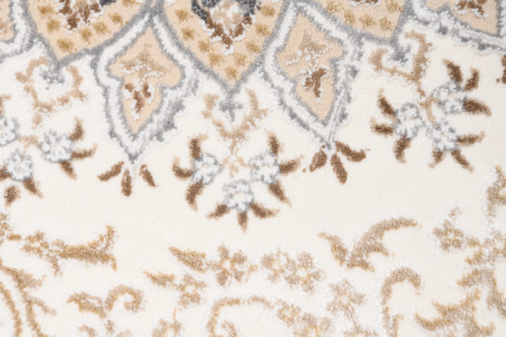 Tapis Hera Crème Beige Traditionnel Rosace Effet 3D