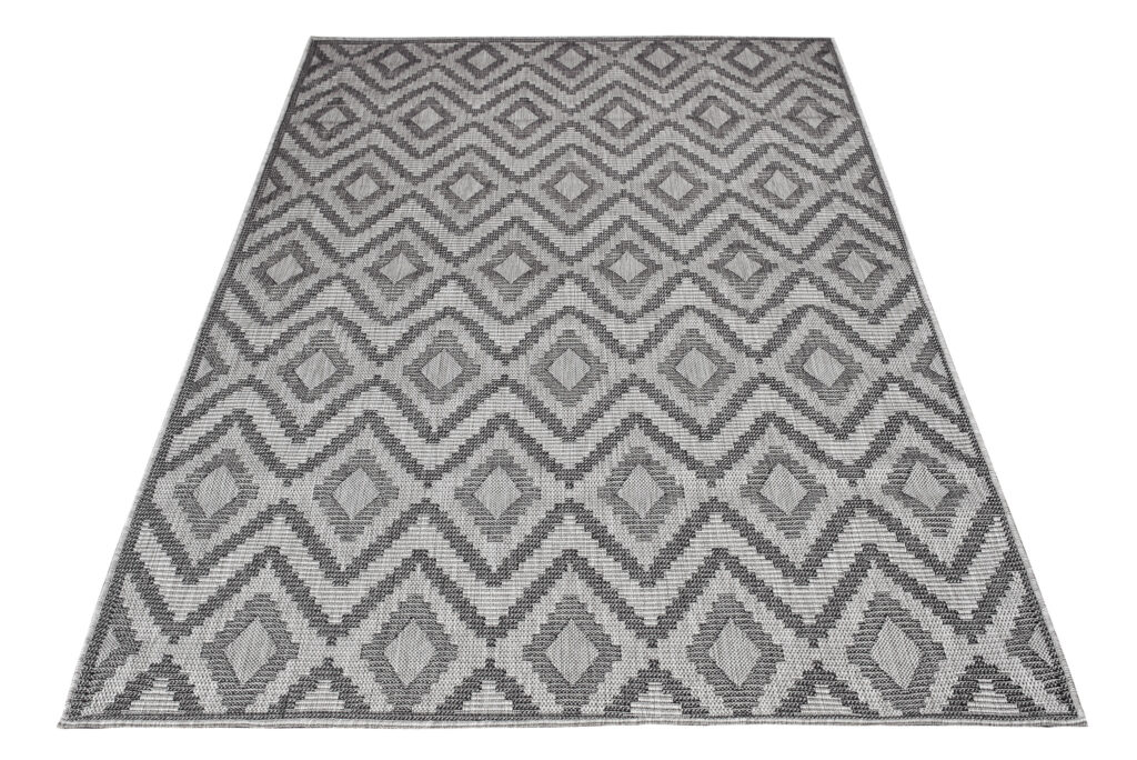 Tapis Capri Extérieur Intérieur Moderne Gris Losanges Robuste Sisal