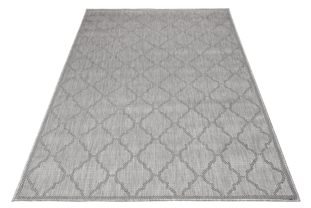 Tapis Capri Extérieur Intérieur Moderne Gris Treillis Robuste Sisal