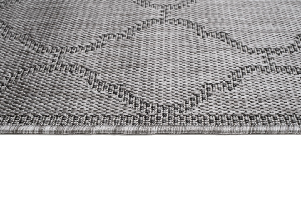 Tapis Capri Extérieur Intérieur Moderne Gris Treillis Robuste Sisal