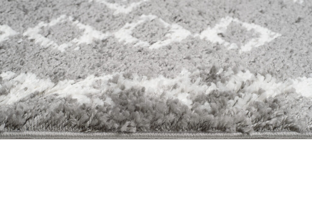 Carpet Runner Boho Shaggy Ethno Lines Soft Fluffy Grey Cream Fringes