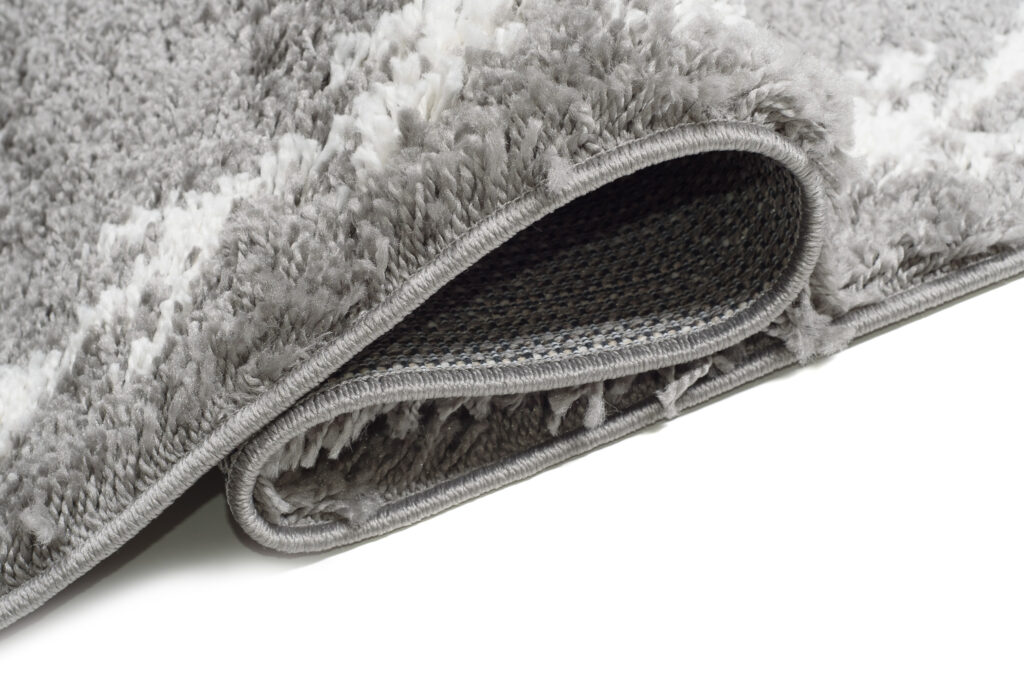 Carpet Runner Boho Shaggy Ethno Lines Soft Fluffy Grey Cream Fringes