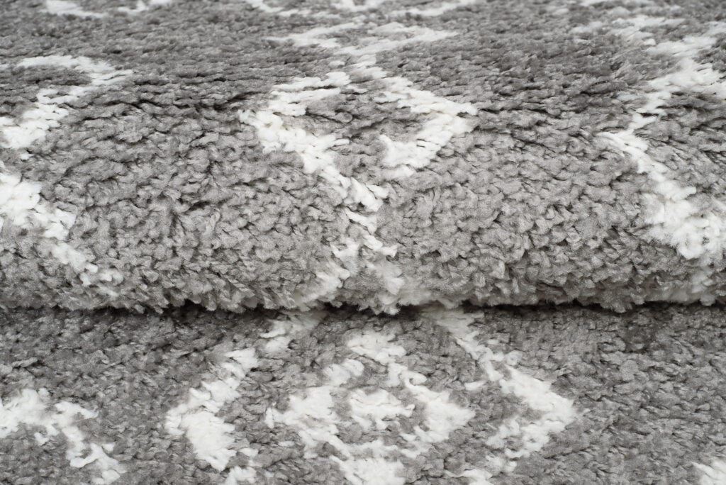 Carpet Runner Boho Shaggy Ethno Lines Soft Fluffy Grey Cream Fringes