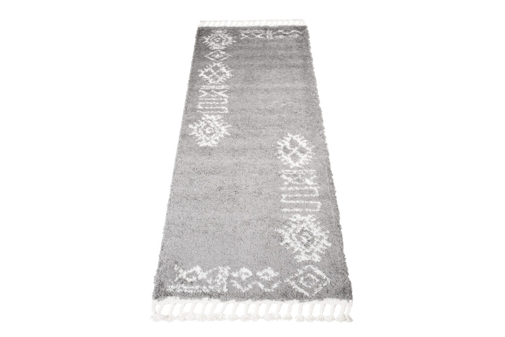 Carpet Runner Boho Shaggy Grey Cream Ethno Soft Fluffy Pile Fringes