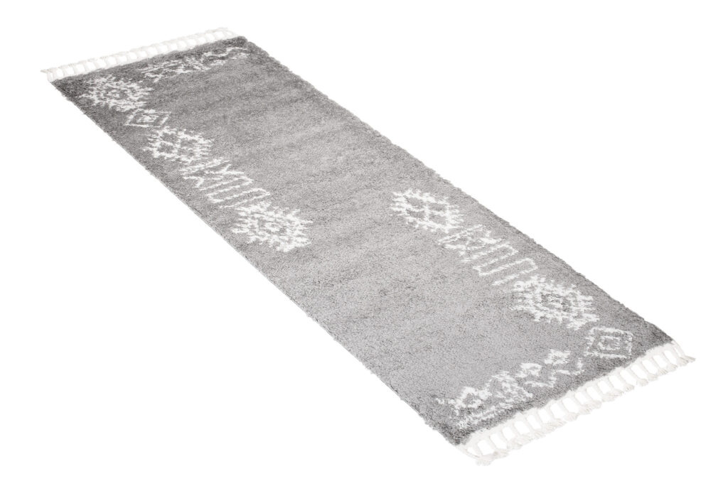 Carpet Runner Boho Shaggy Grey Cream Ethno Soft Fluffy Pile Fringes