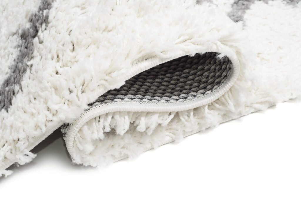Carpet Runner Boho Shaggy Fringes Soft Cream Grey Long Pile Zig-Zag
