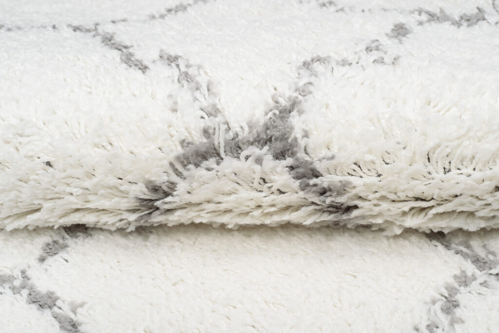 Carpet Runner Boho Shaggy Moroccan Trellis Fringes Cream Grey Soft