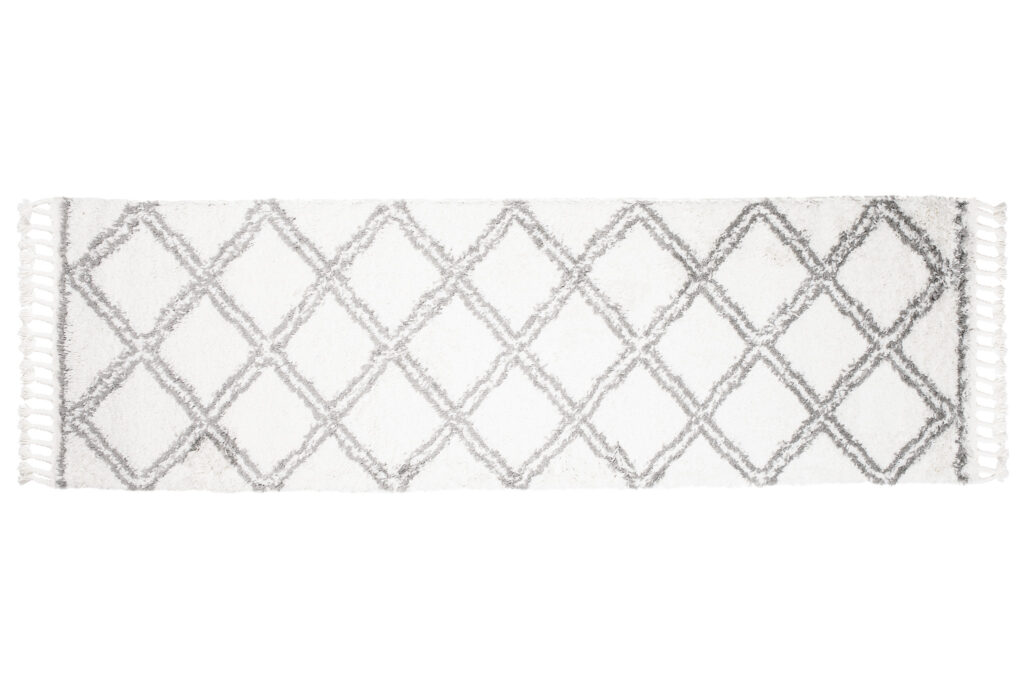 Carpet Runner Boho Shaggy Cream Grey Trendy Fringes Trellis Fluffy
