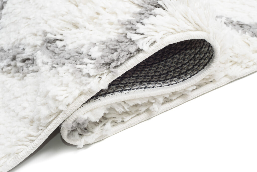 Carpet Runner Boho Shaggy Fringes Cream Grey Fluffy Moroccan Trellis
