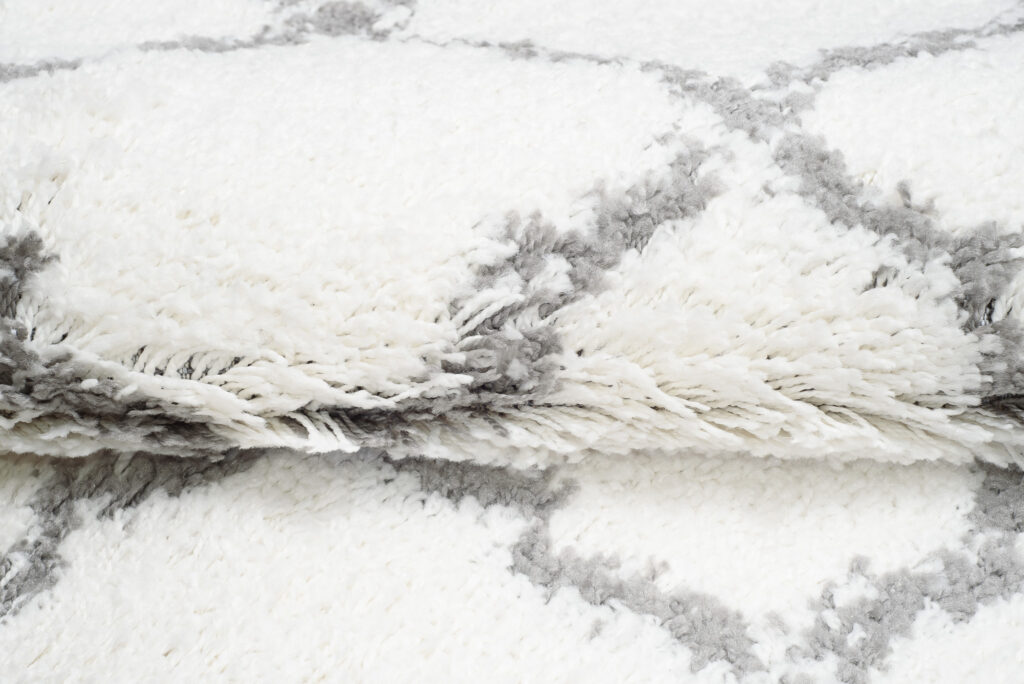 Carpet Runner Boho Shaggy Fringes Cream Grey Fluffy Moroccan Trellis