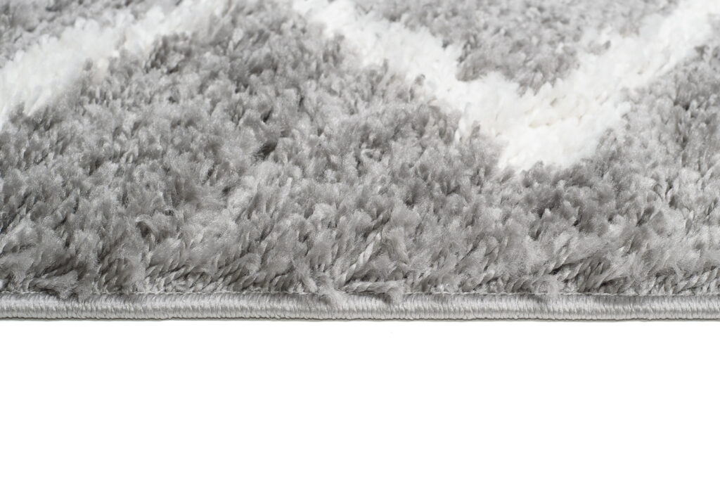 Carpet Runner Boho Shaggy Fringes Soft Grey Fluffy Long Pile Zig-Zag