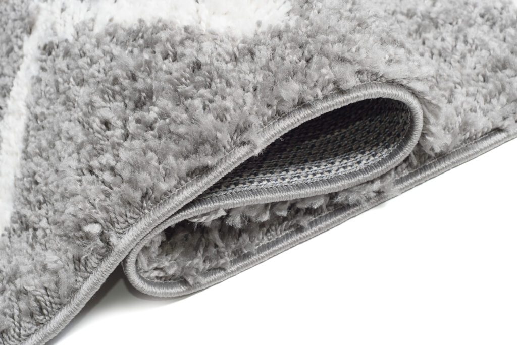 Carpet Runner Boho Shaggy Fringes Soft Grey Fluffy Long Pile Zig-Zag
