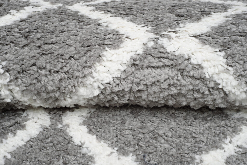 Carpet Runner Boho Shaggy Fringes Soft Grey Fluffy Long Pile Zig-Zag
