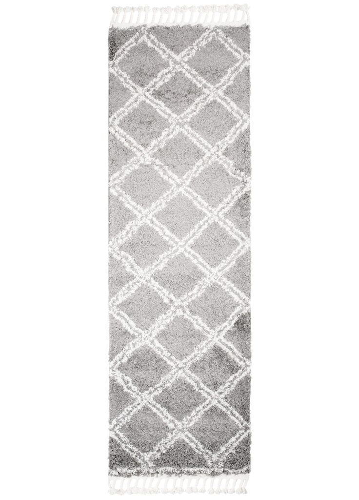 Carpet Runner Boho Shaggy Grey Modern Fringes Geometric Soft Fluffy