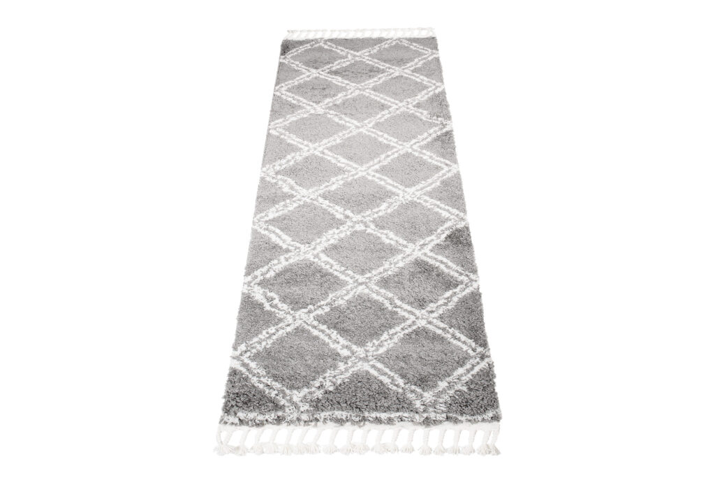 Carpet Runner Boho Shaggy Grey Modern Fringes Geometric Soft Fluffy