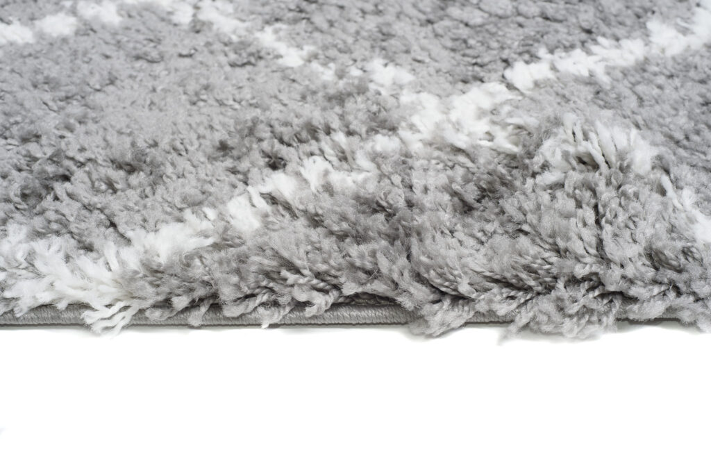 Carpet Runner Boho Shaggy Grey Cream Trellis Geometric Fringes Soft