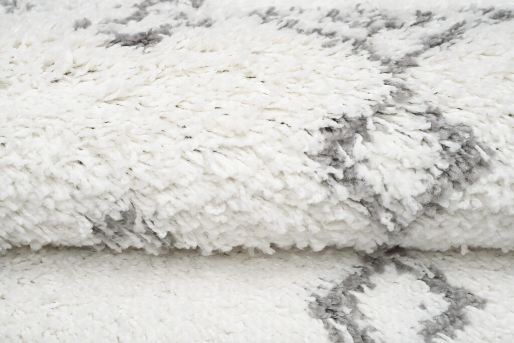 Carpet Runner Boho Shaggy Ethno Lines Cream Grey Fringes Soft Fluffy
