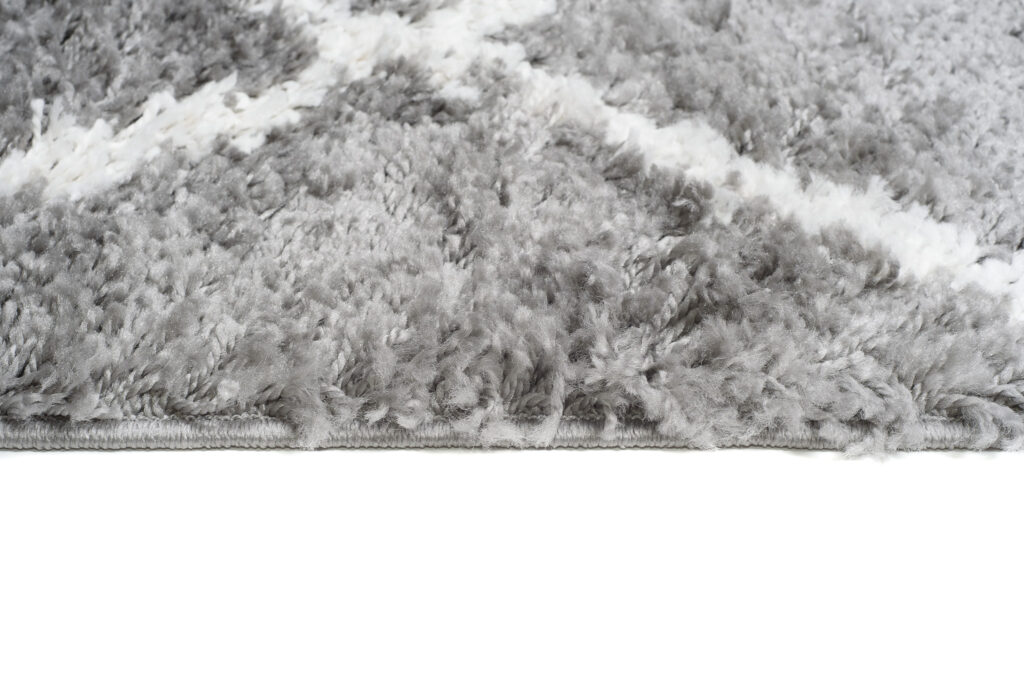 Carpet Runner Boho Shaggy Fringes Grey Geometric Trellis Soft Fluffy