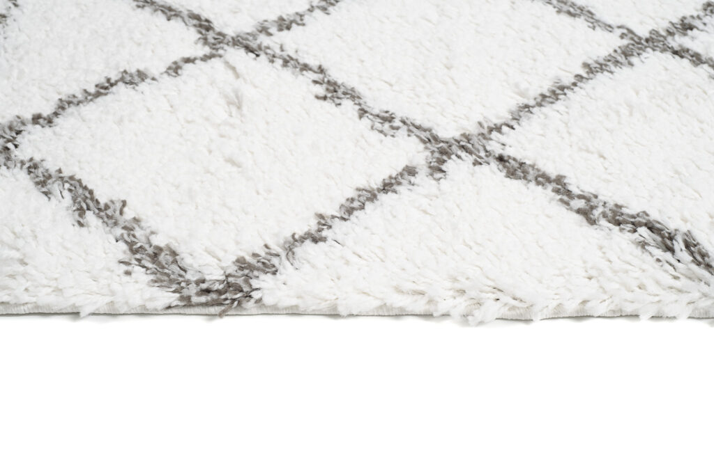 Carpet Runner Boho Shaggy Cream Grey Geometric Fringes Trellis Soft