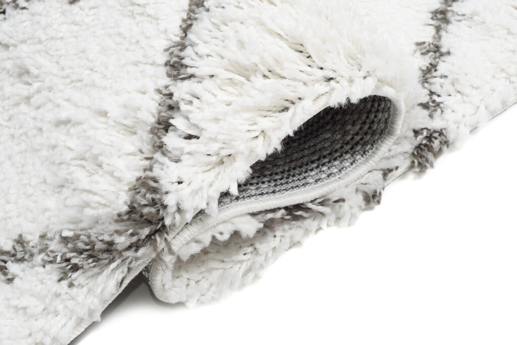 Carpet Runner Boho Shaggy Cream Grey Geometric Fringes Trellis Soft