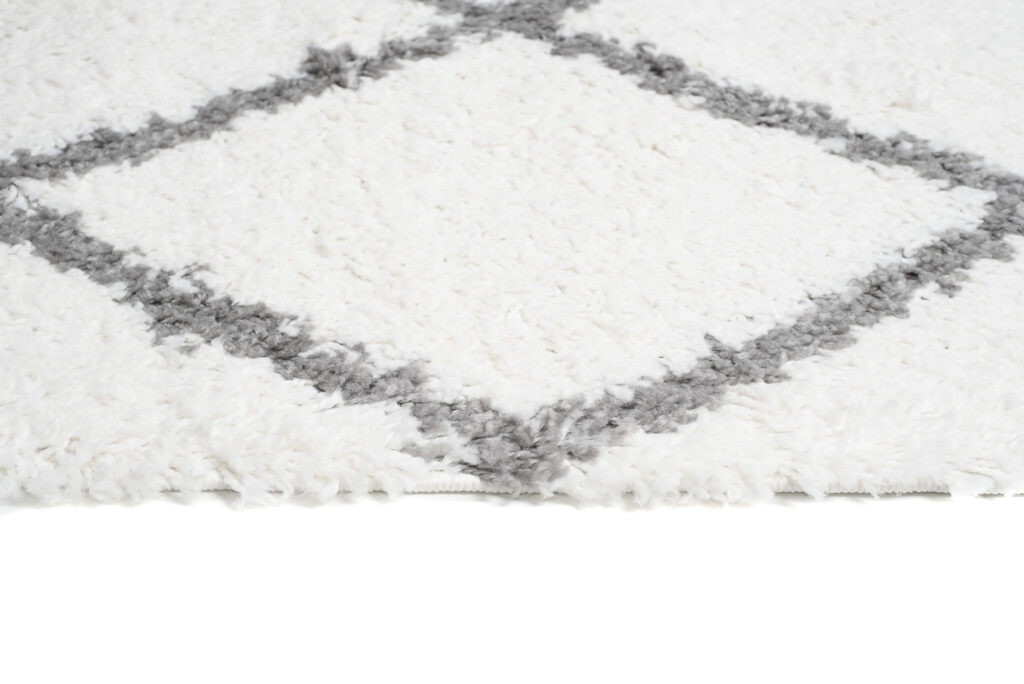 Carpet Runner Boho Shaggy Fringes Cream Geometric Trellis Soft