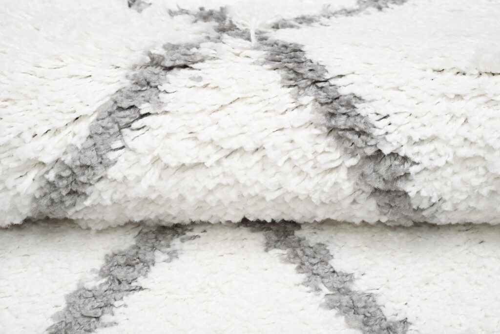 Carpet Runner Boho Shaggy Fringes Cream Geometric Trellis Soft