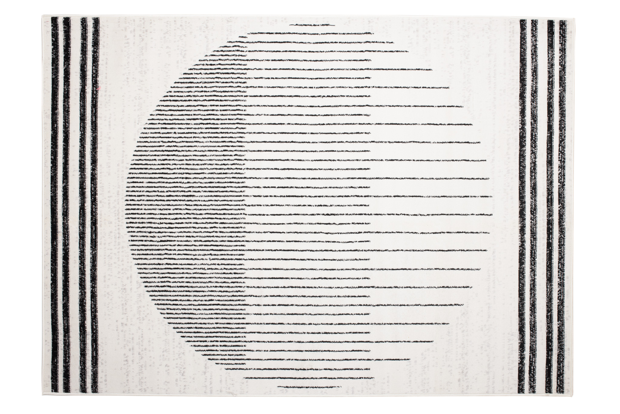 Tapis Juno Moderne Géométrique Rayures Cercle Noir Gris Crème Fin