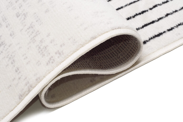 Tapis Juno Moderne Géométrique Rayures Cercle Noir Gris Crème Fin