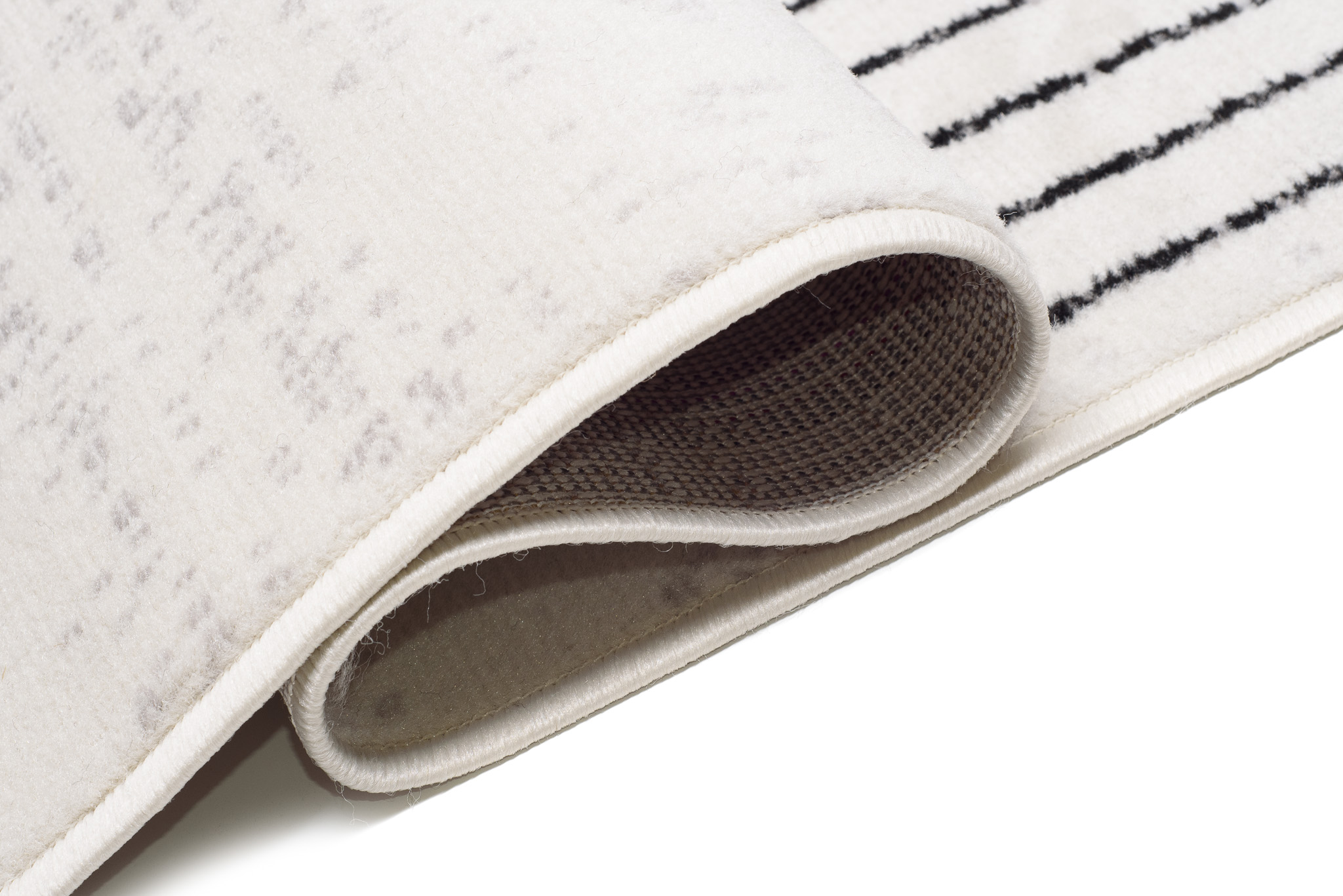 Tapis Juno Moderne Géométrique Rayures Cercle Noir Gris Crème Fin