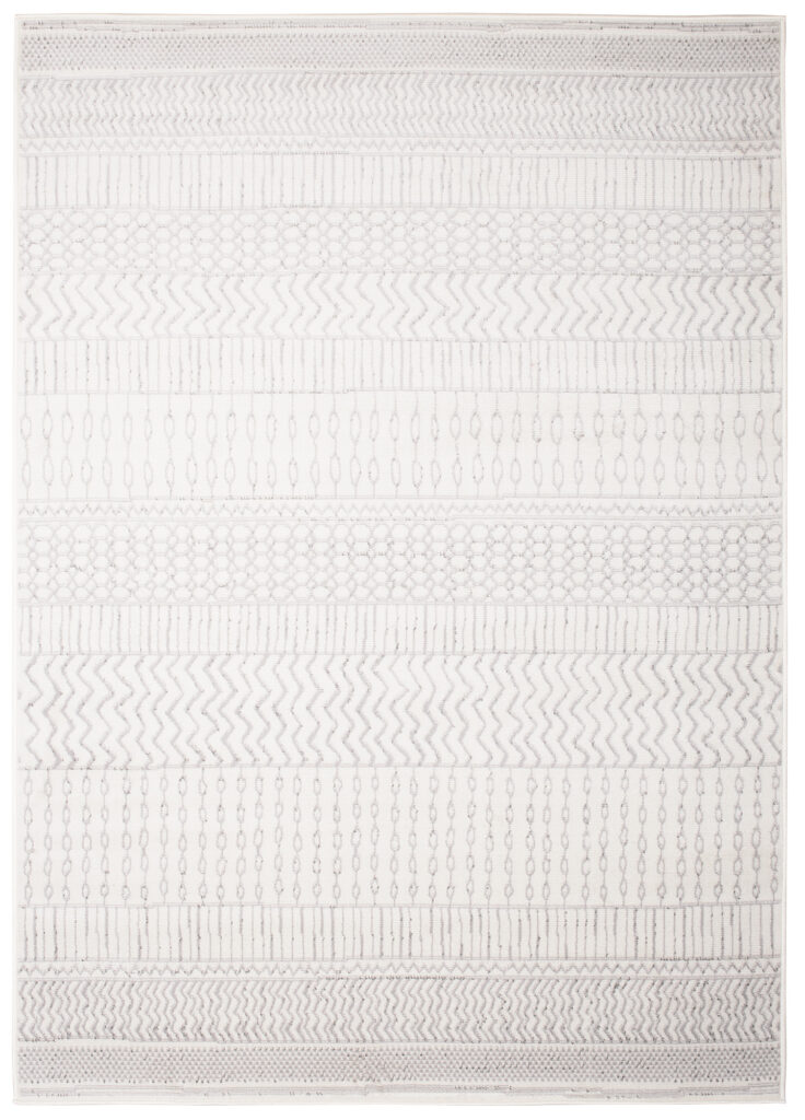 Tapis Juno Moderne Motif Ethnique Moucheté Crème Gris Clair Fin