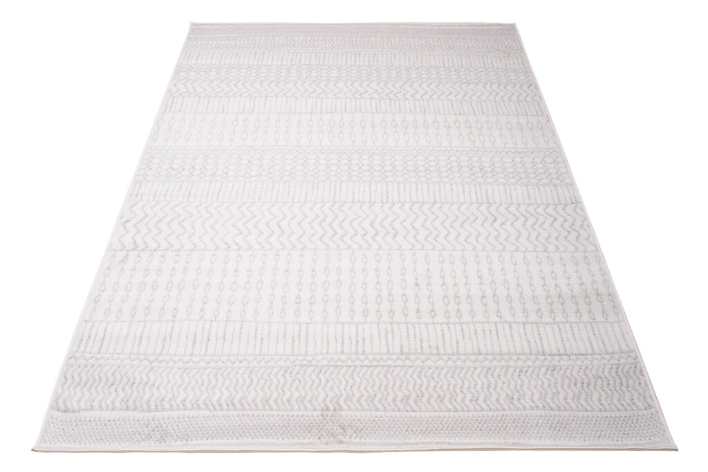 Tapis Juno Moderne Motif Ethnique Moucheté Crème Gris Clair Fin