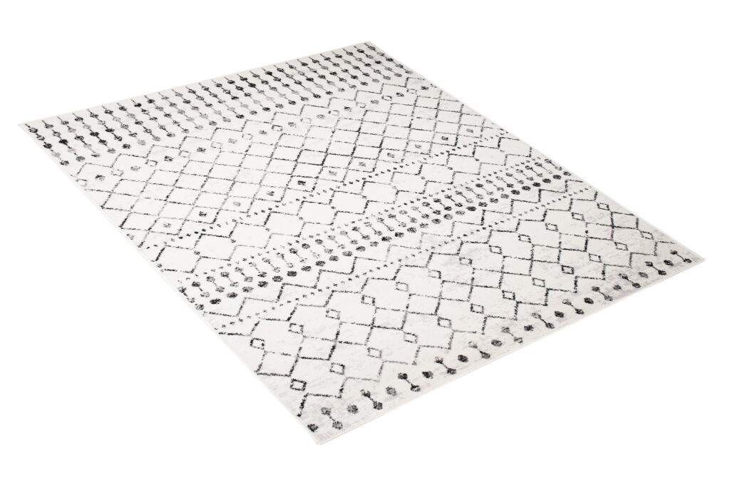 Tapis Juno Moderne Motif Ethnique Moucheté Crème Gris Noir Fin