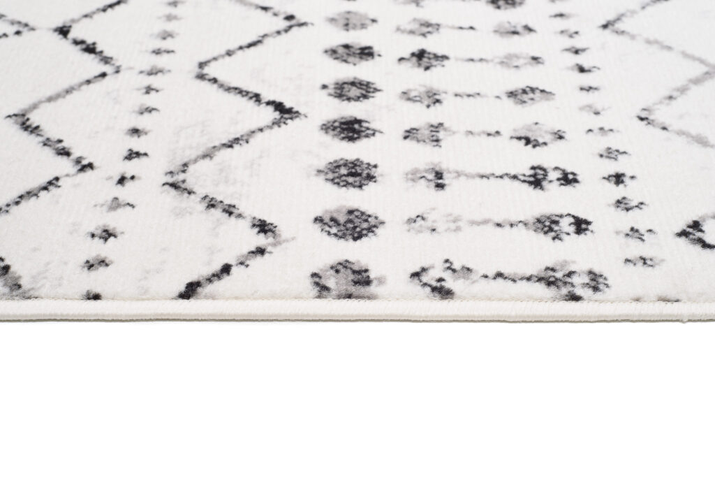 Tapis Juno Moderne Motif Ethnique Moucheté Crème Gris Noir Fin