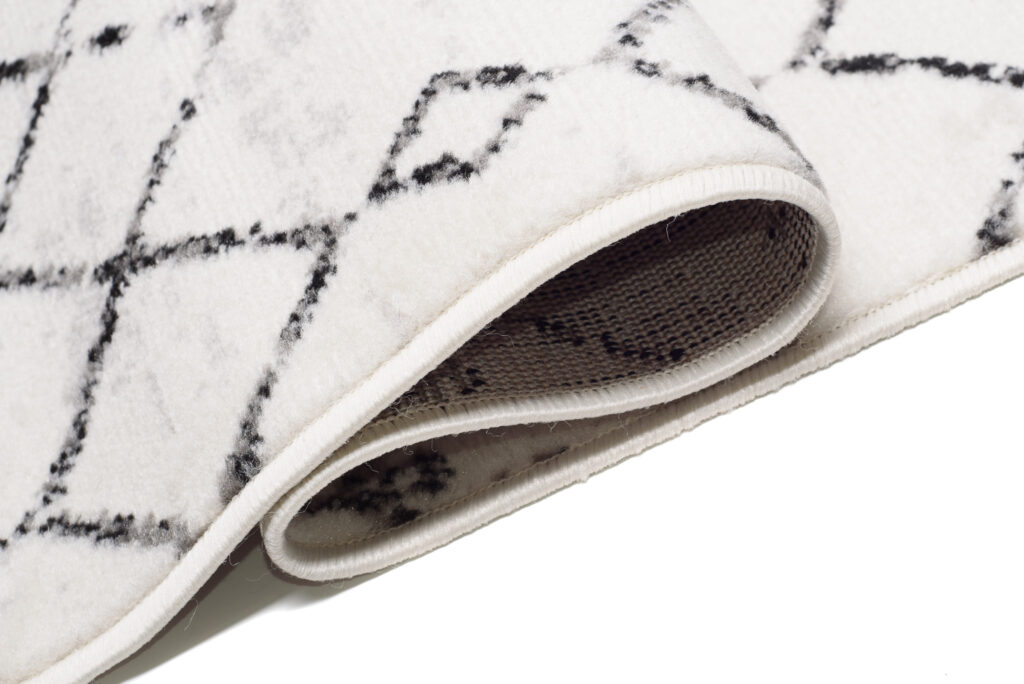 Tapis Juno Moderne Motif Ethnique Moucheté Crème Gris Noir Fin