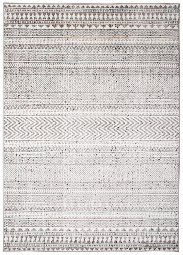 Tapis Juno Moderne Motif Ethnique Gris Foncé Crème Noir Doux Fin