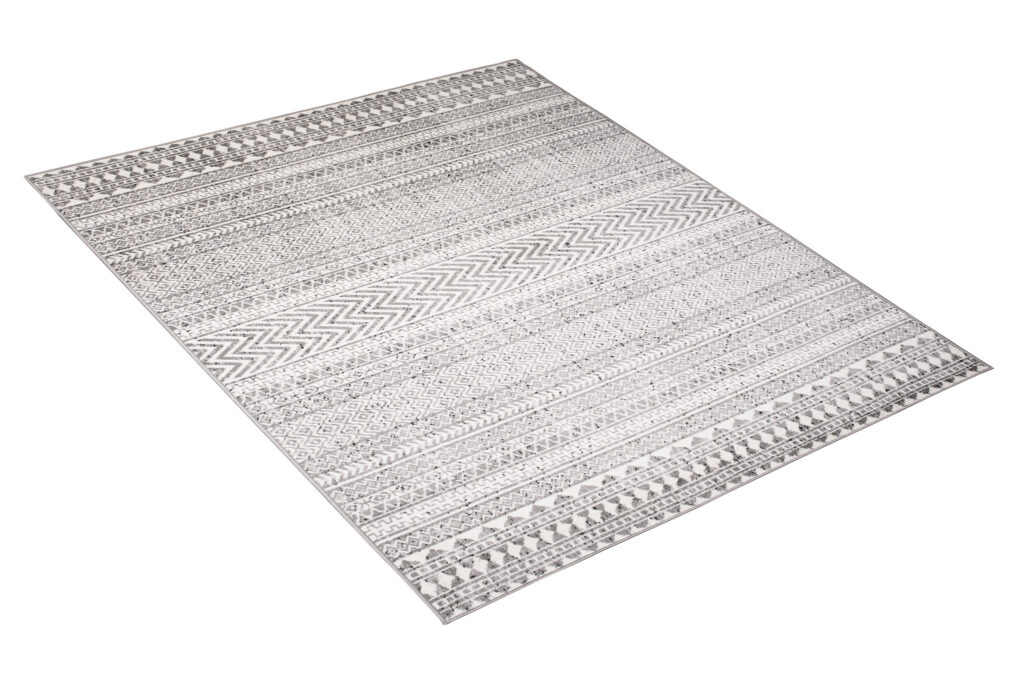 Tapis Juno Moderne Motif Ethnique Gris Foncé Crème Noir Doux Fin
