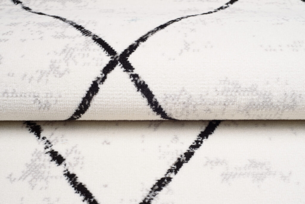 Tapis Juno Moderne Géométrique Losanges Noir Crème Gris Fin Doux
