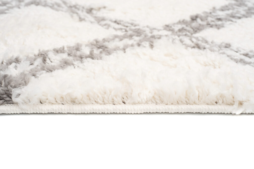 Tapis Boho à Franges Crème Carreaux Shaggy