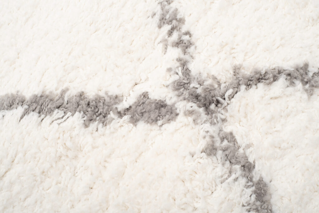 Tapis Boho à Franges Crème Losanges Shaggy