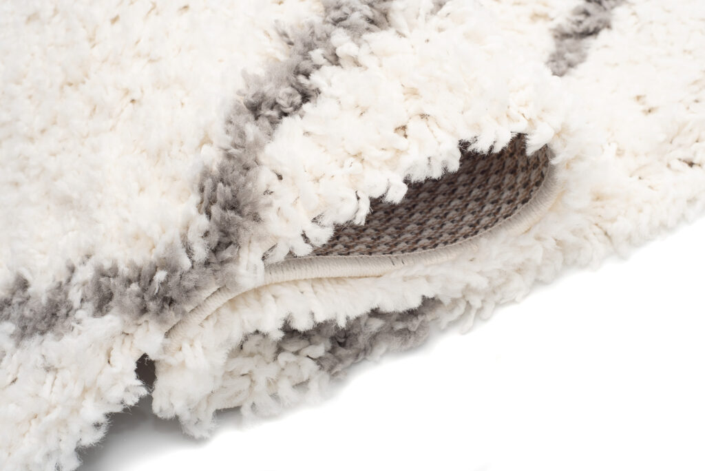 Tapis Boho à Franges Crème Losanges Shaggy
