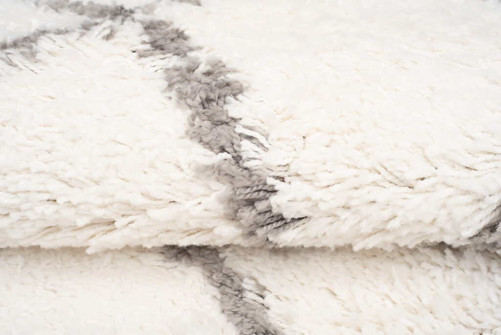 Tapis Boho à Franges Crème Losanges Shaggy