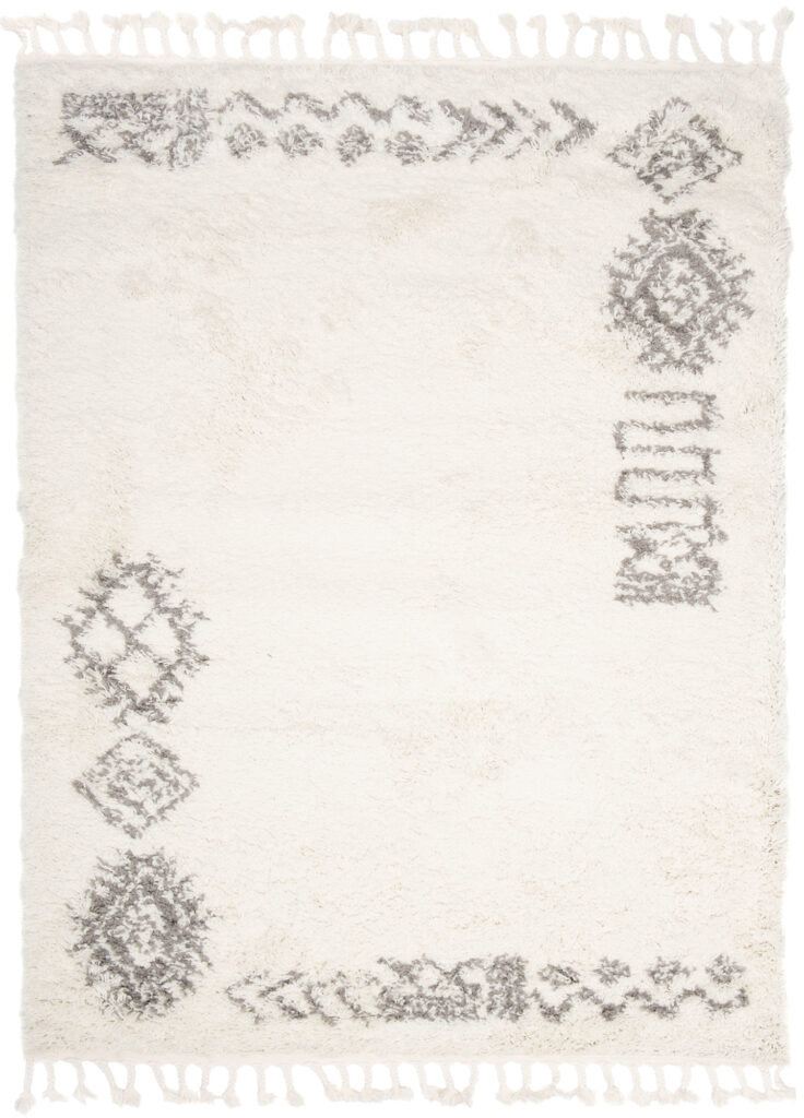 Tapis Boho à Franges Crème Ethnique Shaggy