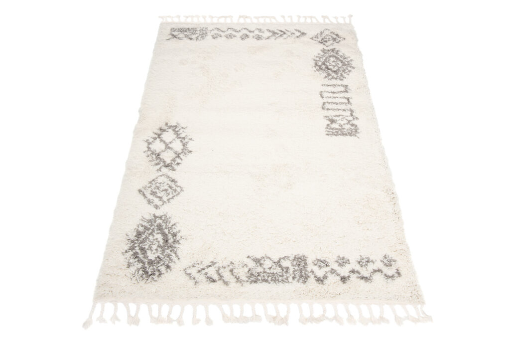 Tapis Boho à Franges Crème Ethnique Shaggy
