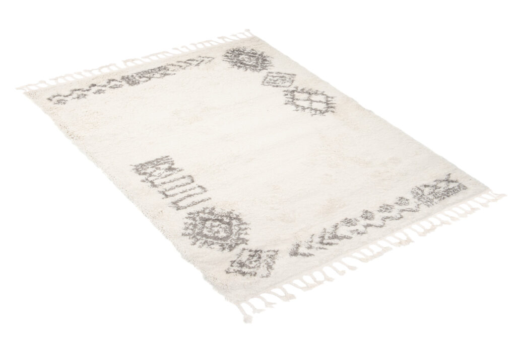 Tapis Boho à Franges Crème Ethnique Shaggy