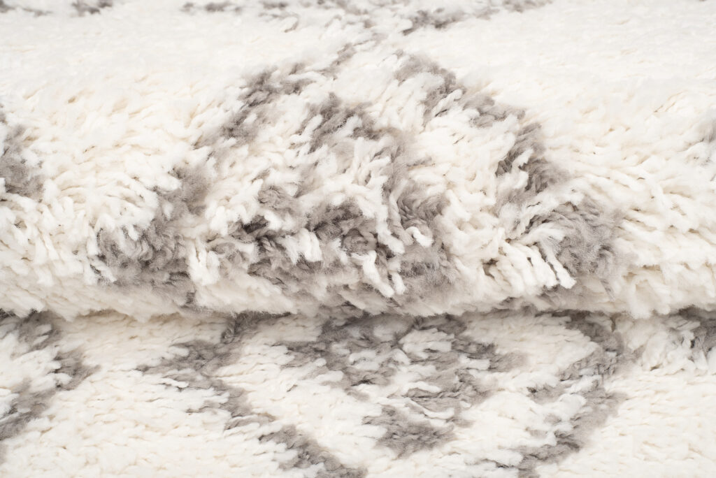 Tapis Boho à Franges Crème Géométrique Shaggy