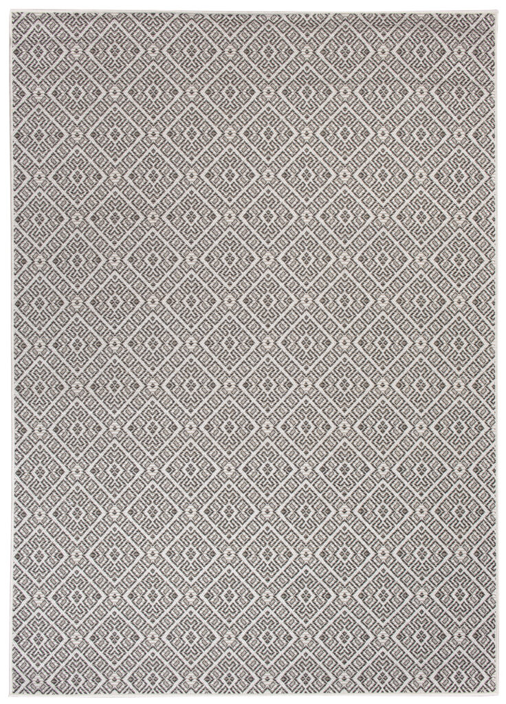 CAPRI Tapis Extérieur Intérieur Gris Argent Noir Ethnique Sisal