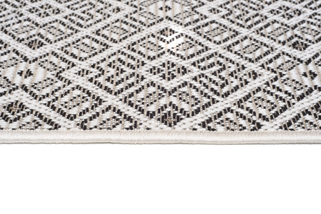 CAPRI Tapis Extérieur Intérieur Gris Argent Noir Ethnique Sisal